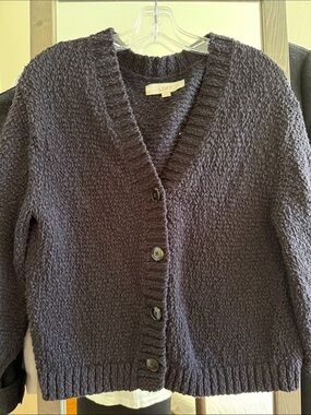 LOFT Chunky V-Neck Cardigan in black
